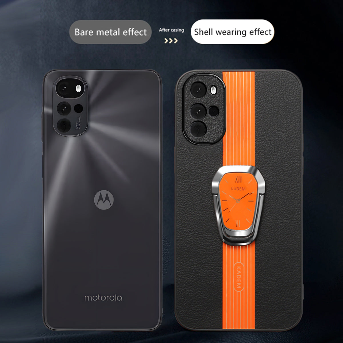 KADEM For Motorola Moto G22 Cover PU+TPU+Acrylic Anti-drop Phone Kickstand Case KADEM For Motorola Moto G22 Cover PU+TPU+Acrylic Anti-drop Phone Kickstand Case